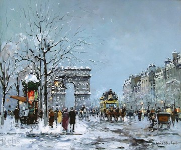 Snow Painting - antoine blanchard champs elysees snow